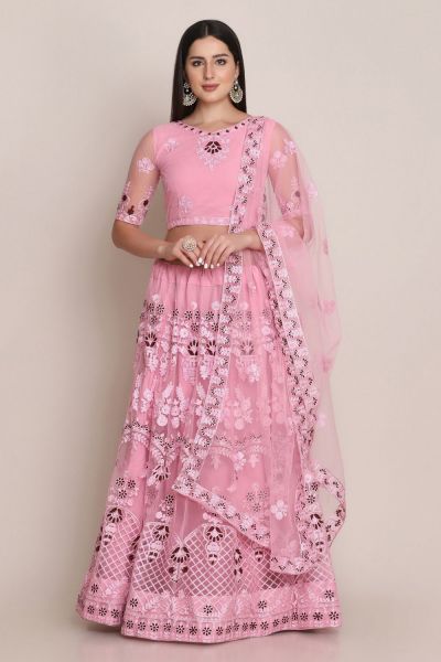 Baby Pink Net Lehenga Choli for Women (NWG-1174)