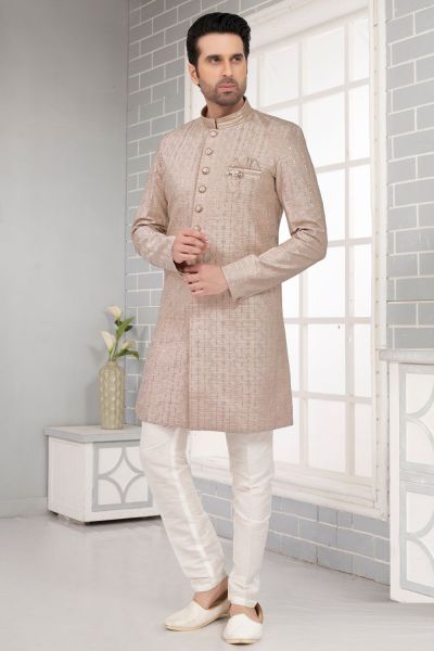 Beige Art Silk Indo Western (NMK-7295)