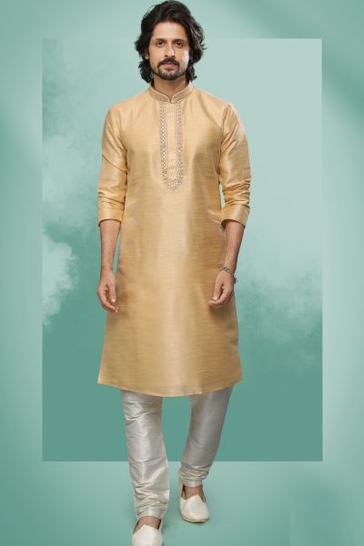 Beige Art Silk Kurta Pajama (NMK-6413)