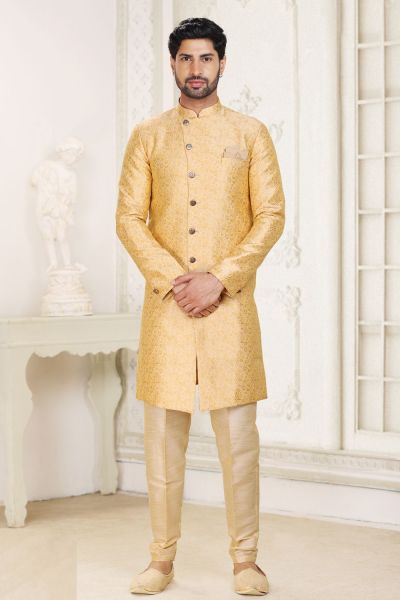 Beige Banarasi Jaquard Indo Western (NMK-6904)