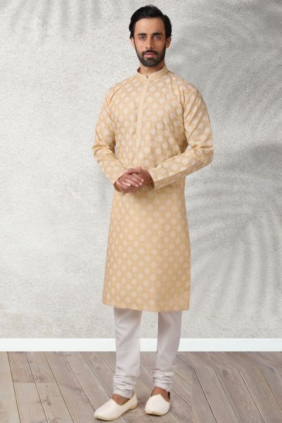 Beige Cotton Mens Kurta (NMK-5752)