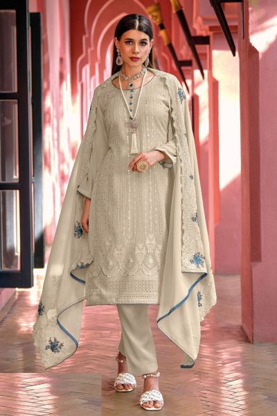 Beige Georgette Embroidered Salwar Suit (NWS-6937)