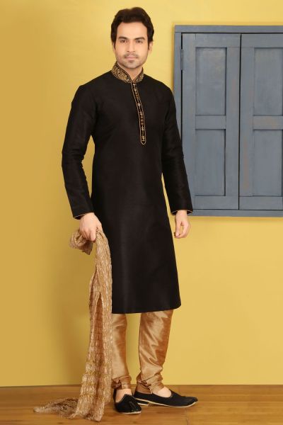 Black Art Banarasi Silk Designer Kurtas (NMK-3683)