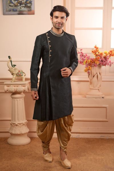 Black Art Banarasi Silk Kurta Pajama (NMK-4474)