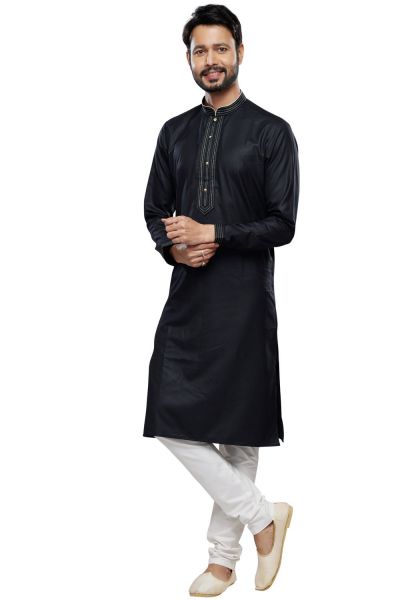 Black Art Silk Kurta Pajama (NMK-7498)