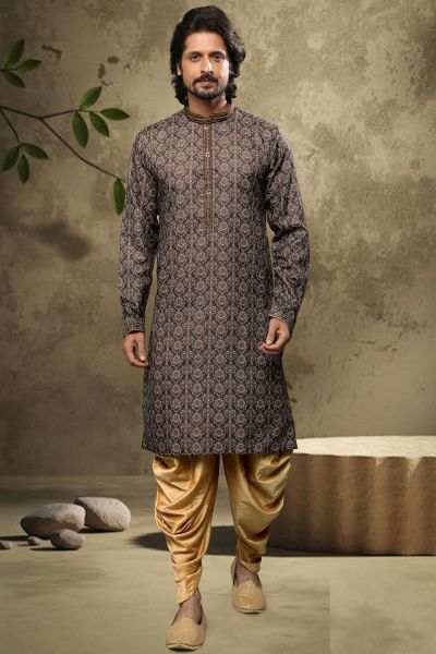 Black Cotton Mens Kurta Pajama (NMK-6122)