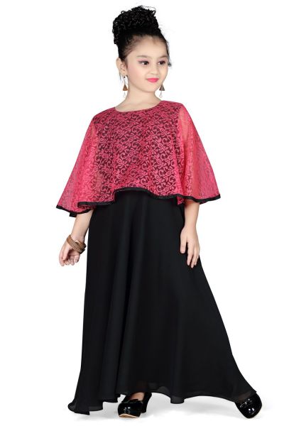 Black Georgette Girls Gown (NFG-115)