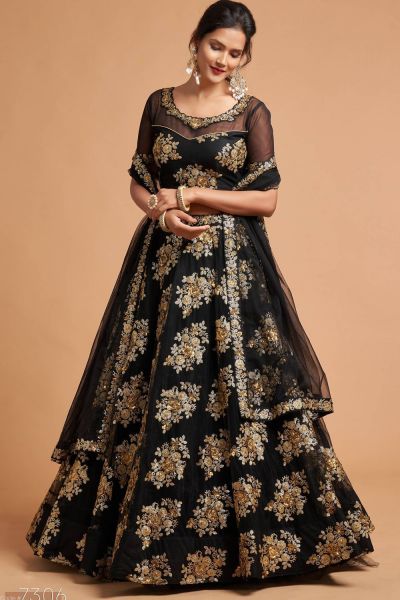 Black Soft Net Lehenga Choli (NWG-1063)