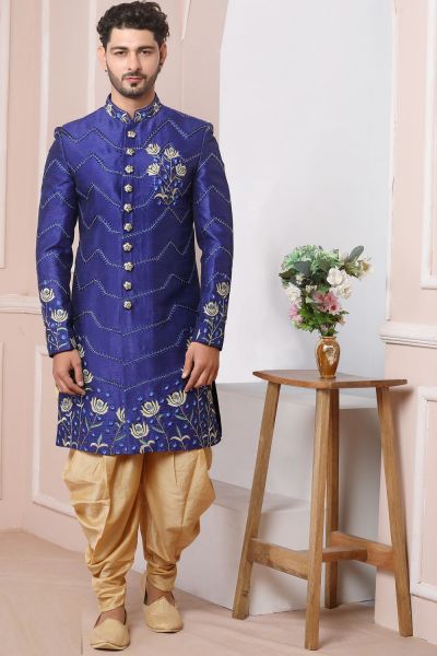 Blue Art Banarasi Silk Indo Western (NMK-5962)