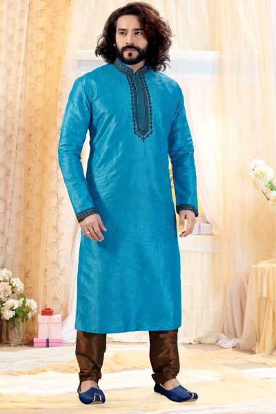 Blue Art Silk Kurta Pajama (NMK-4248)