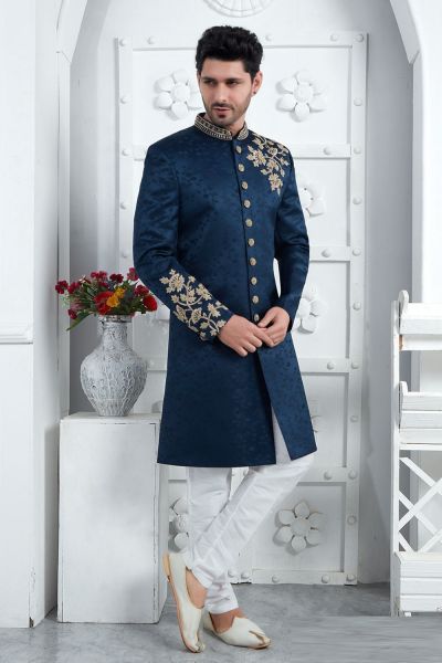 Blue Art Silk Sherwani (NMK-7715)