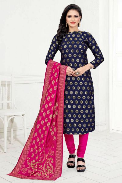 Blue Banarasi Silk Salwar Suit (NWS-6406)