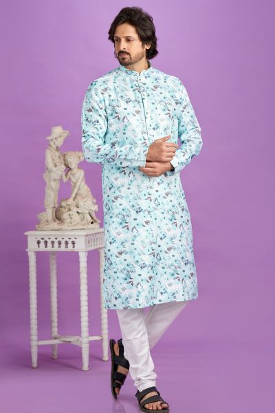 Blue Cotton Casual Kurta Pajama (NMK-7562)