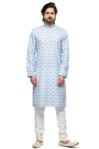 Blue Cotton Digital Printed Kurta (NMK-7479)