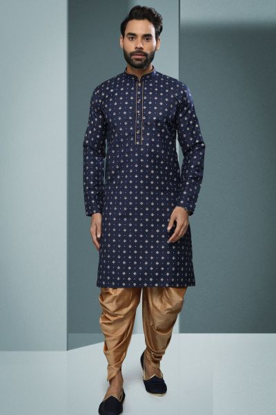 Blue Cotton Kurta Pajama (NMK-6209)