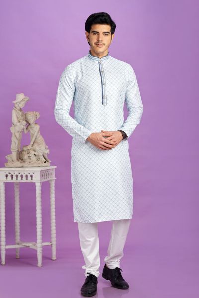 Blue Cotton Kurta Pajama (NMK-7549)