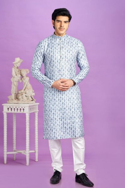 Blue Cotton Kurta Pajama (NMK-7559)