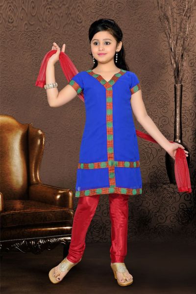 Blue Georgette Girls Salwar Kameez (NFG-067)