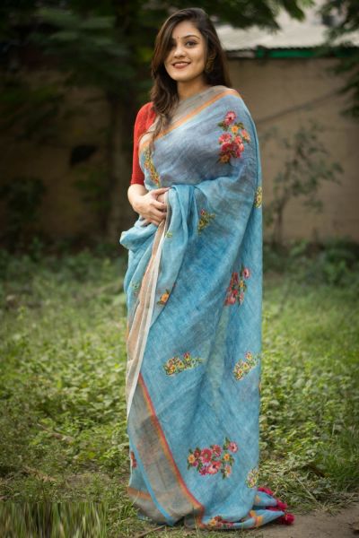 Blue Munnar slub Silk Saree (NWSA-5906)