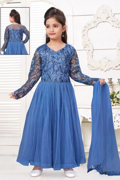 Blue Net Girls Salwar Kameez (NFG-220)