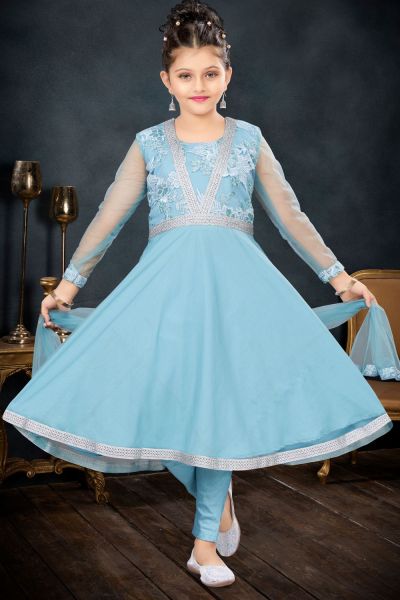 Blue Net Girls Salwar Suit (NFG-276)