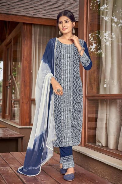 Blue Rayon Salwar Kameez (NWS-6760)