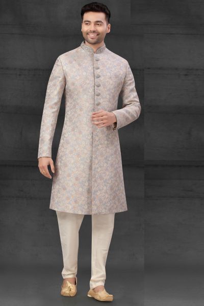 Blue Silk Mens Sherwani (NMK-6012)