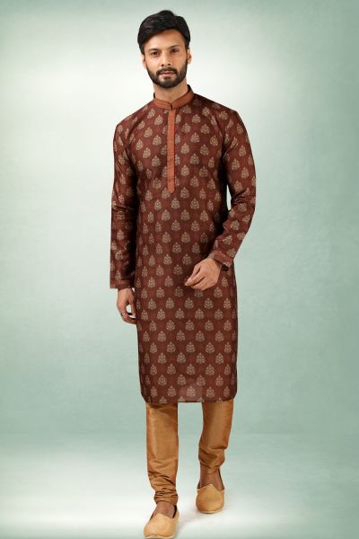 Brown Art Silk Kurta Pajama (NMK-5858)