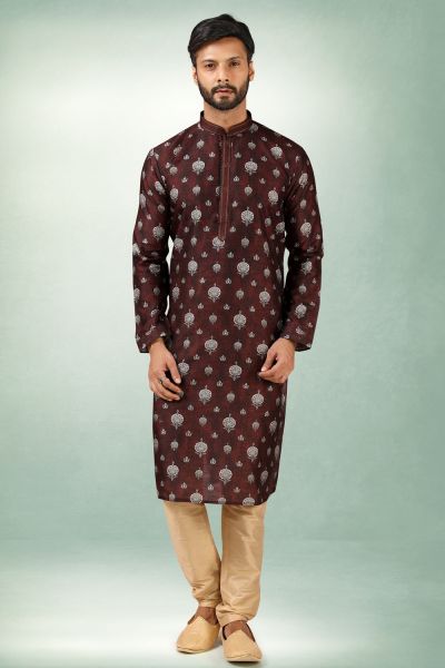 Brown Art Silk Kurta Pajama (NMK-5862)