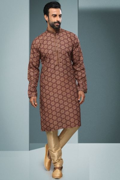 Brown Cotton Kurta Pajama (NMK-6223)