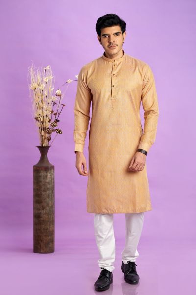 Brown Jaquard Silk Kurta Pajama (NMK-7576)