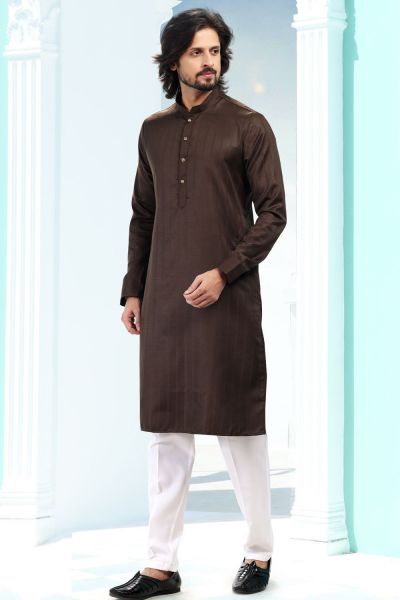 Coffee Fancy Silk Kurta Pajama (NMK-6745)