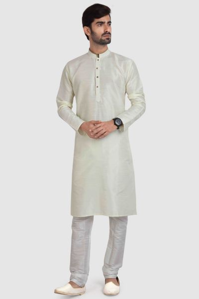 Cream Art Silk Casual Kurta Pajama (NMK-5922)