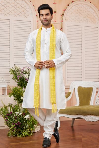 Cream Art Silk Casual Kurta Pajama (NMK-7958)