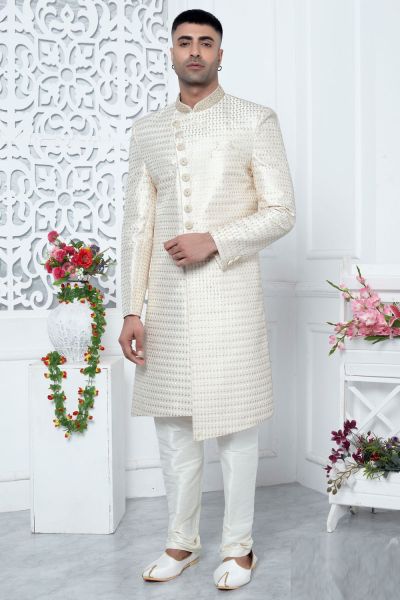 Cream Art Silk Indo Western for Men (NMK-7699)