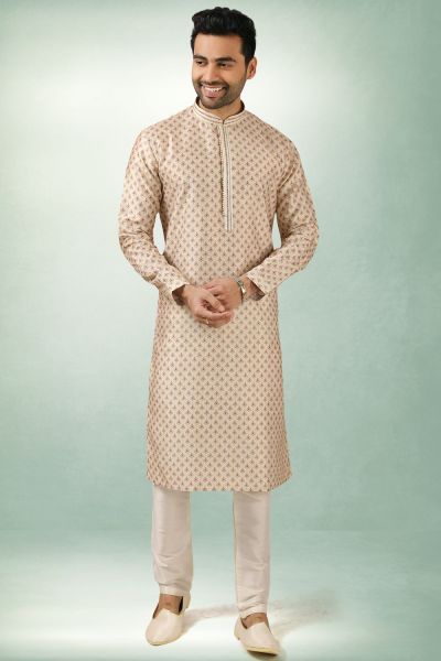 Cream Art Silk Kurta Pajama (NMK-5845)