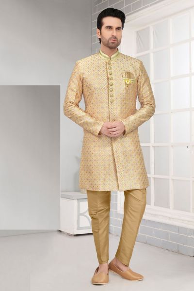 Cream Art Silk Mens Indo Western (NMK-7298)