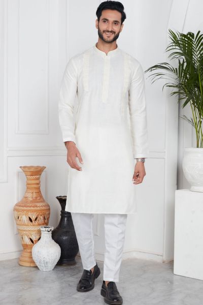 Cream Linen Cotton Kurta Pajama (NMK-7580)