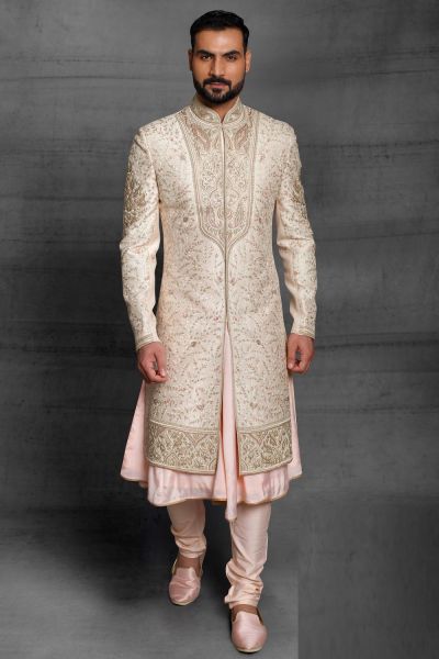 Cream Silk Indian Sherwani (NMK-5426 )