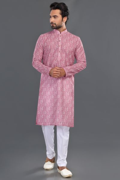 Dark Pink Cotton Kurta Pajama (NMK-8141)