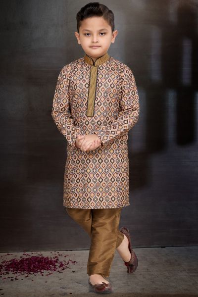 Digital Printed Multicoloured Boys Kurta Pajama (NKK-787)