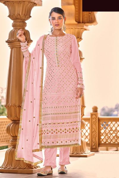 Embroidered Faux Georgette Pink Salwar Suit (NWS-6778)