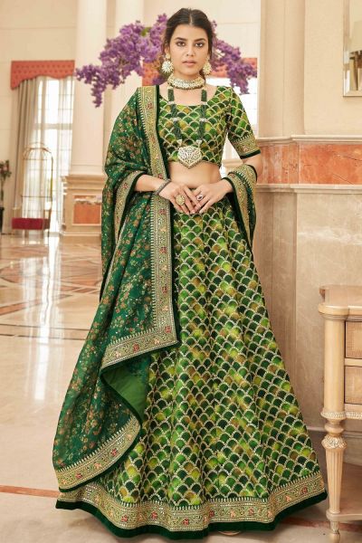 Embroidered Green Art Silk Lehenga Choli (NWG-1386)