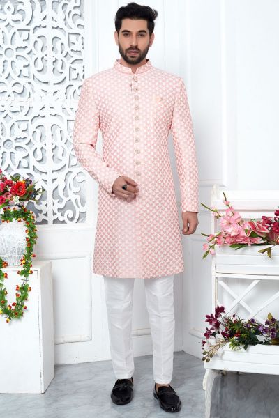 Embroidered Peach Art Silk Indo Western (NMK-7199)