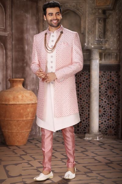 Embroidered Pink Art Silk Indo Western (NMK-6839)