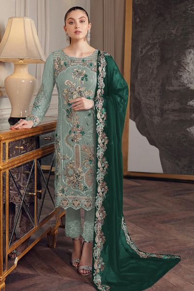 Faux Georgette Green Salwar Suit (NWS-6896)