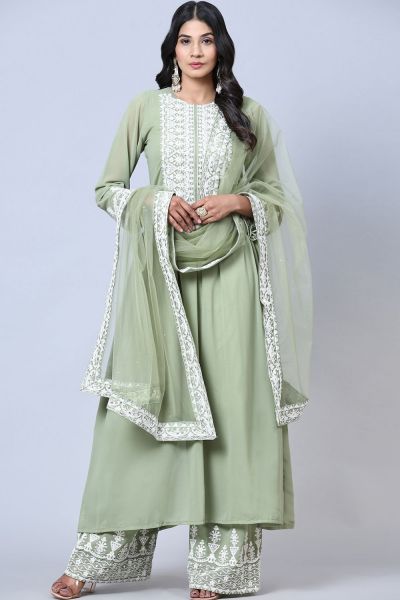 Faux Georgette Sea Green Salwar Suit (NWS-6870)