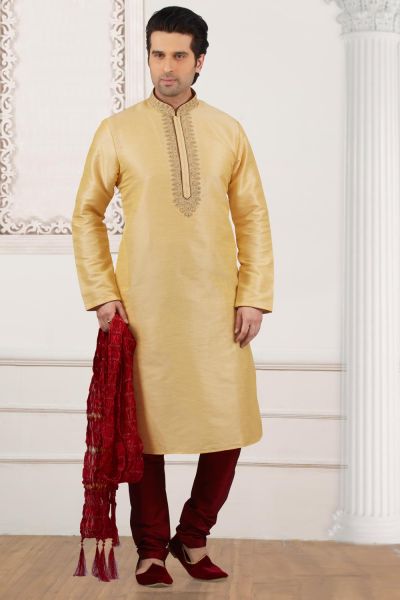 Gold Art Banarasi Silk Mens Kurta Pajama (NMK-3999)