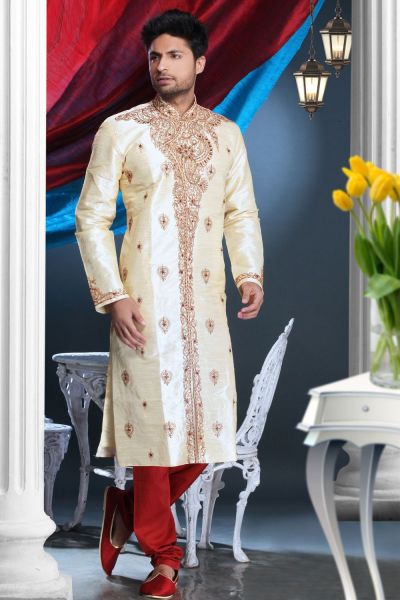 Gold Art Dupion Mens Kurta Pajama (NMK-1580)