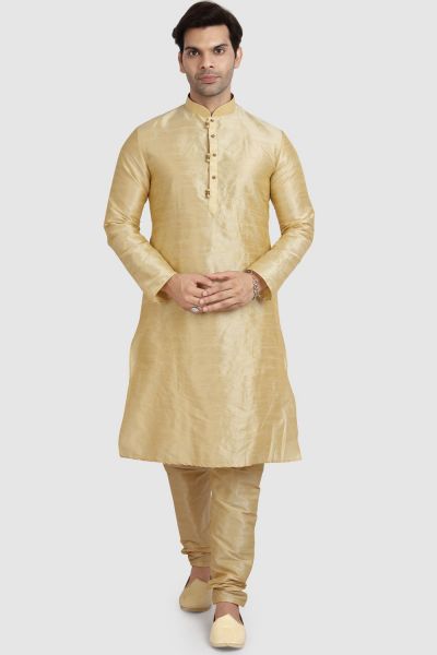 Gold Art Silk Kurta Pajama (NMK-5913)